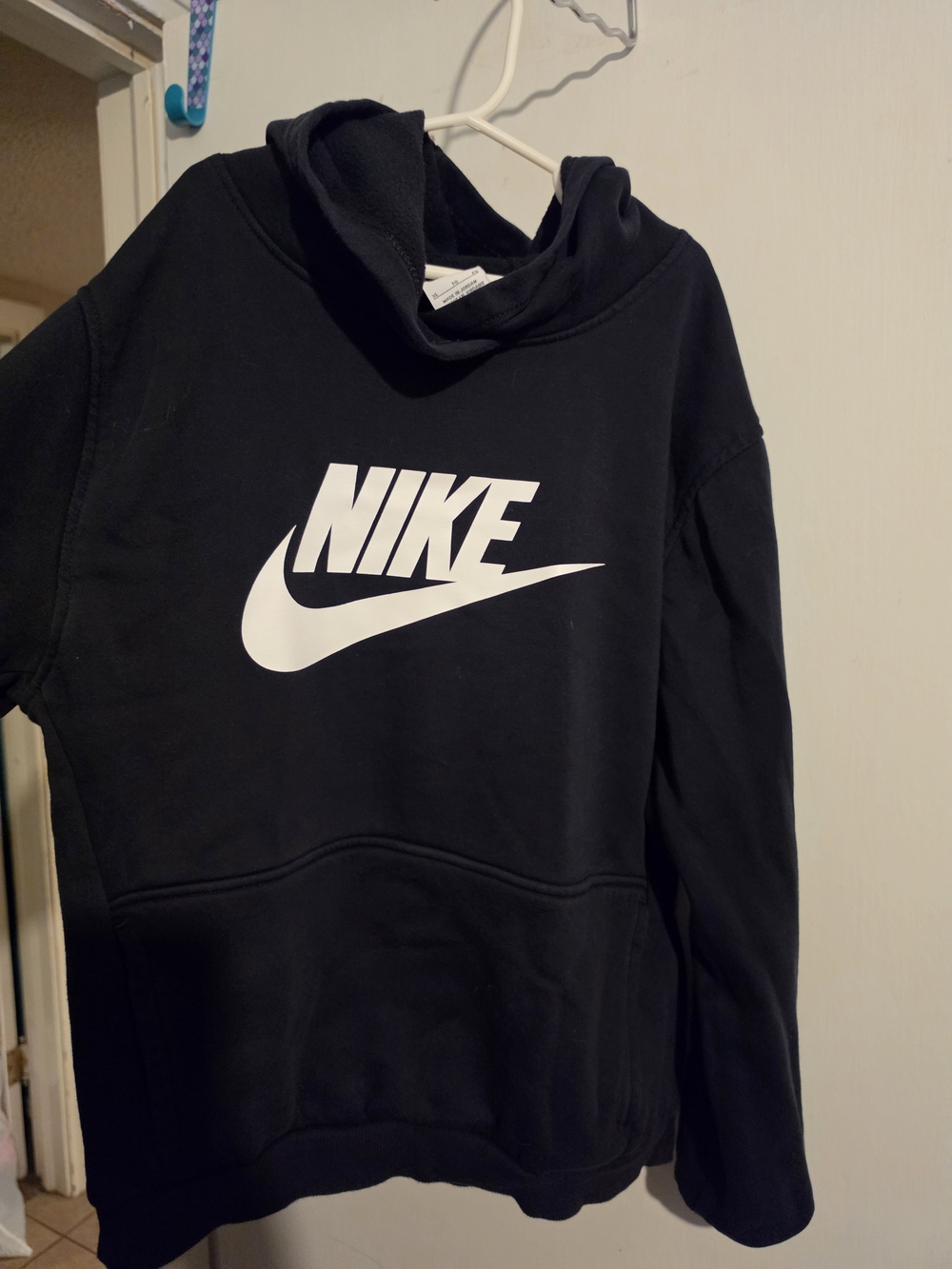 Nike Black Crewneck Hoodie with White Swoosh Logo